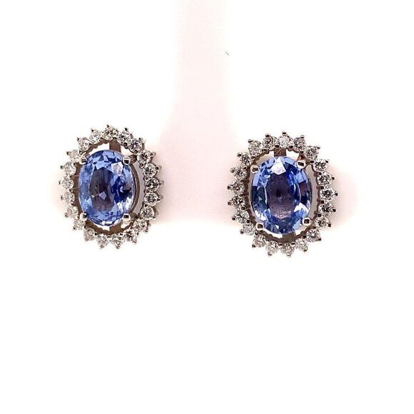 Diamond Sapphire Earrings 14k Gold 3.24 TCW Certified $5,950 018655 - Picture 7 of 12